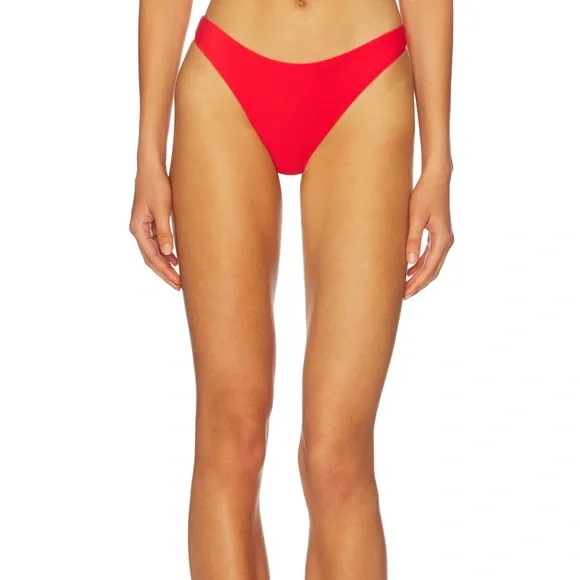 PQ Basic Ruched Bikini Bottom in Red - Picture 2 of 5